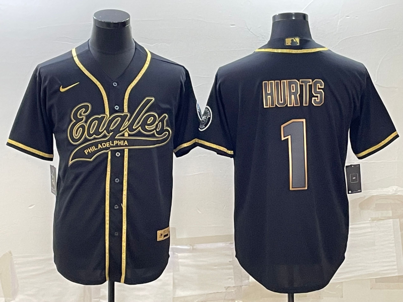 Men's Philadelphia Eagles Jalen Hurts #1 Black Jersey Joint Edition